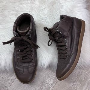CAMPER High Top Lace Up Brown Leather Sneakers 40